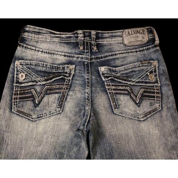 Salvage Buckle Anarchy Relaxed Straight Leg Mens Jeans Light Wash 32 x 30 - Picture 3 of 3